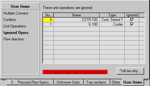 2-26 Dynamics Assistant Unit Operations Page The Unit Operations page lists any unit operations in the case that are not supported in dynamics.