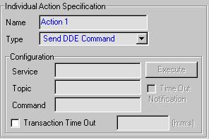 2-66 Event Scheduler Send DDE Command The Send DDE Command action requires inputs of Service, Topic, and Command. Figure 2.