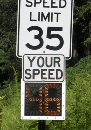 WB Dynamic Speed Feedback Sign (east segment) Dynamic speed feedback signs are placed at existing speed limit signs and providing the approaching vehicles speeds, often with blinking lights if they