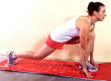 Repeat the stretch on the opposite leg. Hip flexor stretch Stand with feet spread far apart and staggered.