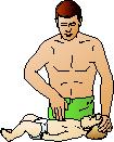 Adult Child (one or two hands) Infant (two or three fingers) CPR If there is no pulse and no signals that the heart is beating, begin CPR. Step 1 Place the heel of one hand on the center of the chest.