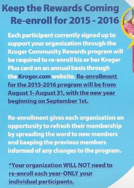 Kroger Community Rewards The new Kroger program has been completed it s second year.