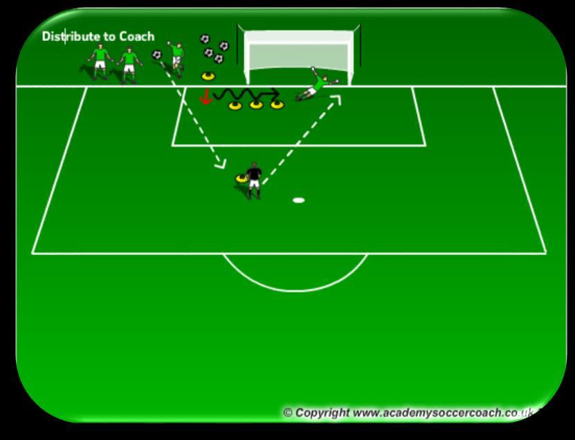GK Shot Stopping & Recovery GK Distribution, Agility, Save Set up 3-4 agility cones or hurdles 2-3 yards apart (based on age & ability of players).