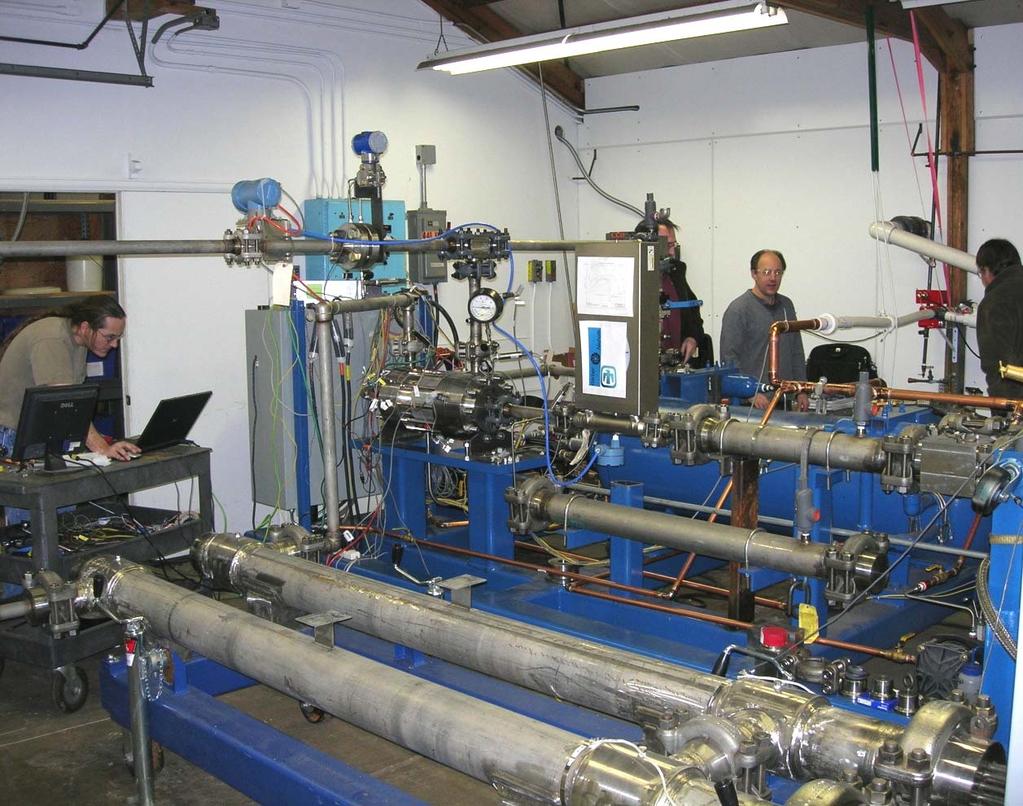 Figure 5-33: Photograph of the heated but un-recuperated S-CO 2 Brayton loop. The foreground shows the two 130 kw (each) heaters.
