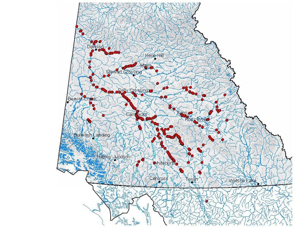 Chinook salmon habitat in Canada (locations of