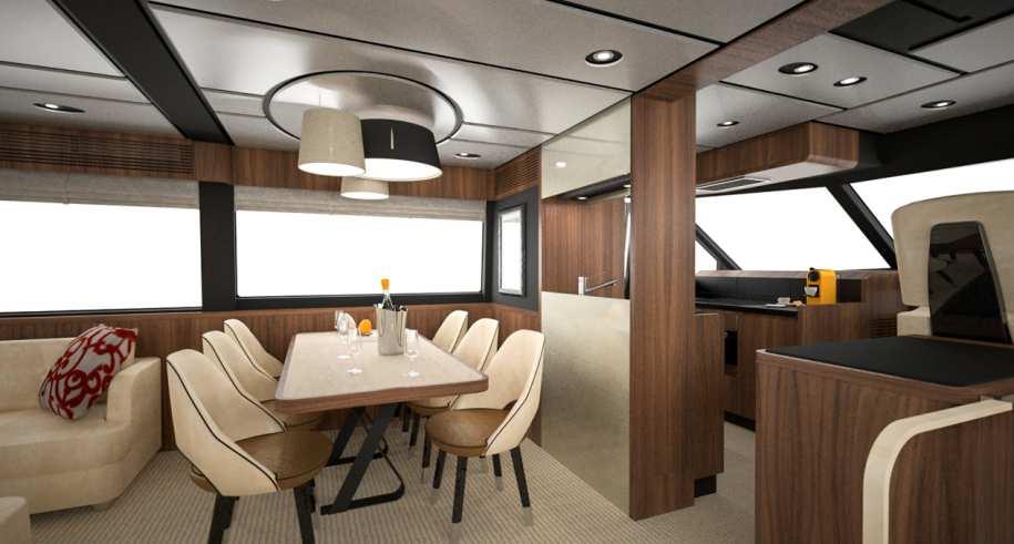 Interiors The Magellano 66 offers surprisingly spacious interiors for its 20 x 5.4 meters.