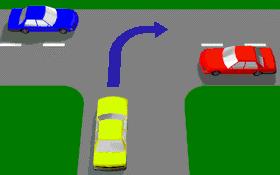 If you intend to drive through the intersection, you must give way to - - Vehicles on your right. - Vehicles on your left only. - An oncoming vehicle about to turn right.