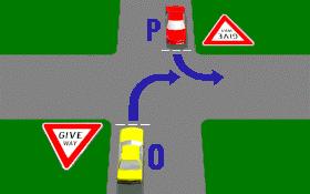 IN010 - Intersections In this diagram both vehicles O and P must pass through GIVE WAY signs before