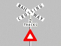 IN029 - Intersections When approaching a railway level crossing displaying this sign, you must - - Slow down, look both ways for trains and be prepared to stop if necessary.