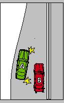 should give way? - The vehicle which has to cross the lane line. - The faster vehicle. - The vehicle in the right-hand lane because it is overtaking.