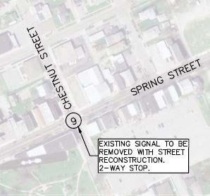 Chestnut Street & Spring Street Remove existing traffic signal with Spring Street