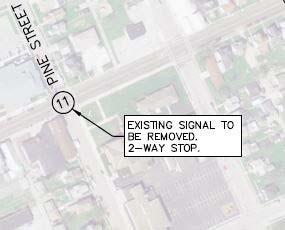 Spring Street & Pine Street Signal is not warranted. 4 crashes in 3 years. Remove existing traffic signal.