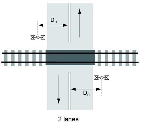 Figure 13-1 Warning Signal Offsets Requiring Cantilevered Light Units (a) Two-Way