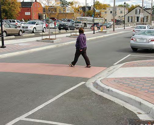 Traffic Calming Street improvements can slow vehicle speeds, increase pedestrian safety, and allow for smooth traffic flow: Curb Extension/Bulb-out: slows the speed of turning vehicles Road Diet: