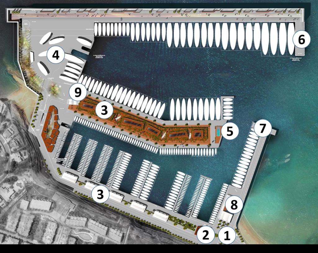 The berths on the new Port Adriano quay are distributed as follows: 20m x 6 24