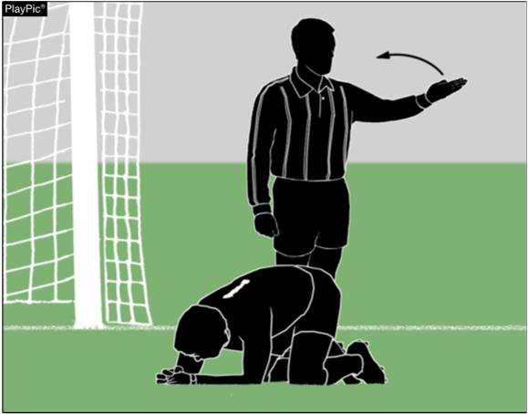 Points of Emphasis REFEREE CHECKING FOR INJURY AFTER A GOAL After the clock is stopped for a goal and the referee examines a player including a goalkeeper for a possible injury, that player will not