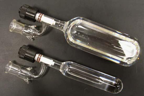 This method works well for sample preparations inside a glovebox. Like a screw-capped tube, one can inject or transfer liquids via cannula liquid into the tube.