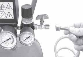 If the machine has not been used for 24 hours or so, open the drain valve to drain any condensate which may have accumulated. When clear, close the valve, finger tight.