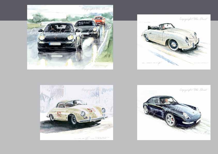 #436 Porsche 997 - On canvas: 160 x 120 cm, 180 x 100 cm, 100 x 70 cm, 80 x 50 cm #421 Porsche 356 Cabriolet Original available - On canvas: 130 x 100 cm, 100 x