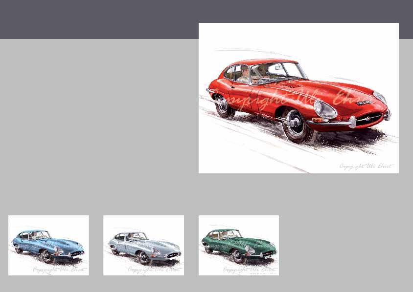 #133 Jaguar E-Type, Series 1, red - On canvas: 160 x 100 cm, 130 x 90 cm, 100 x 70 cm, 60 x 40 cm other colours and plate number changes on request.