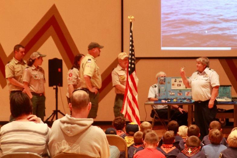 Many scouts received awards for various activities. The meeting included our presentation with Sammy the Sea Otter and Inky the Whale videos as well as games.