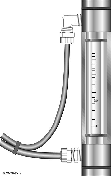 . Flowmeter The precision flowmeter is used to monitor the rate of flow of the gas being directed into the pneumatic tubing. Use the flow rate valve to control the flow rate.