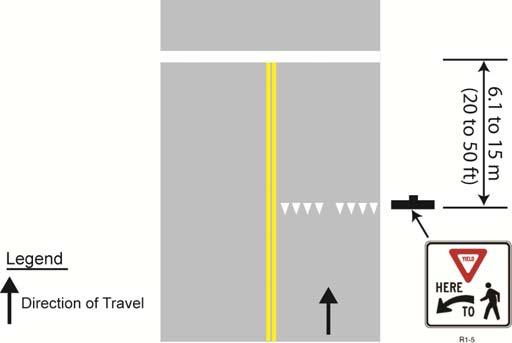 (1/1+) indicates the crossing warrants enhanced treatments such as flashing beacons, or in-pavement flashers.