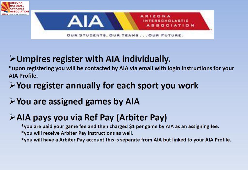 Once registered with AIA you will receive a confirmation email.