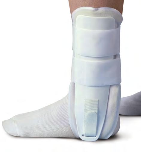 nkle Supports eluxe Foam nkle Stirrup provides stability to the ankle by minimizing ankle rotation Made of 2 polypropylene outer shells attached wtih a soft adjustable foot strap Memory foam pads