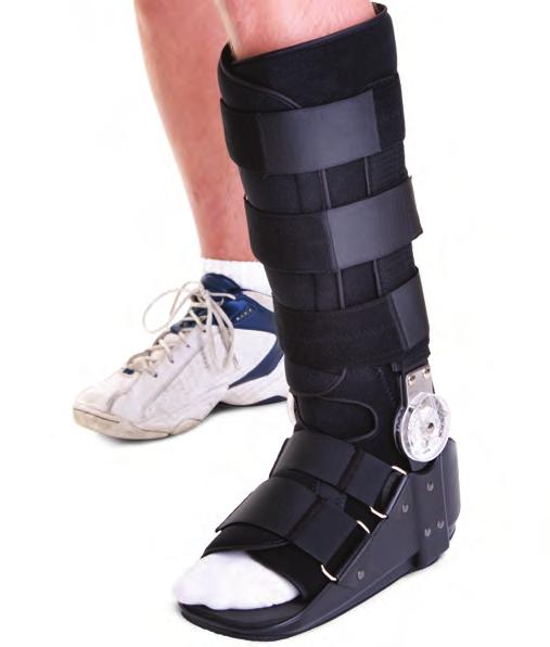 Walkers rticulating (ROM) Short Leg and nkle Walkers allow for range of motion adjustment through recovery Range of motion is adjustable from fixed to 45 degrees losed heel design helps protect the