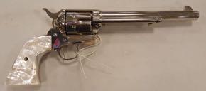 45 CALIBER REVOLVER SN: 176947, NICKEL AND PEARL GRIPS.
