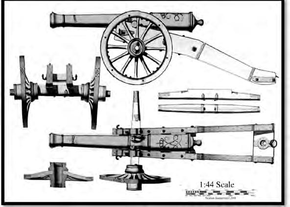 2 calibres), 1570kg and weight ratio of 270:1. Carriage length 374cm.125 M1760 Maritz Long 8-pdr 121.