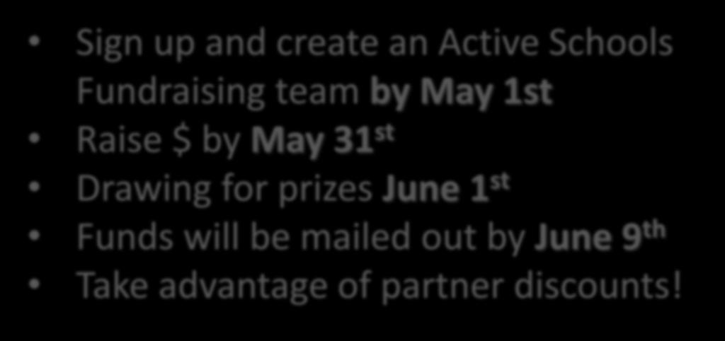 Drawing for prizes June 1 st Funds will be mailed