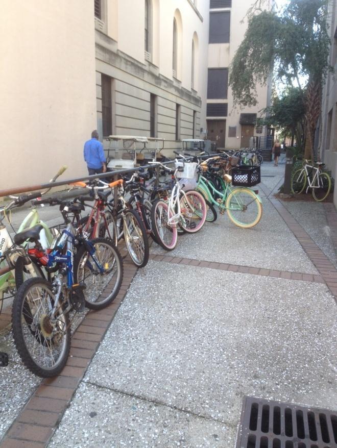 24 College of Charleston: Assessment of Campus Bike Parking Figure 5: Bikes Illegally Parked to a Railing on the Side of the BellSouth Building Due to Limited Bike Parking Located in Front of the