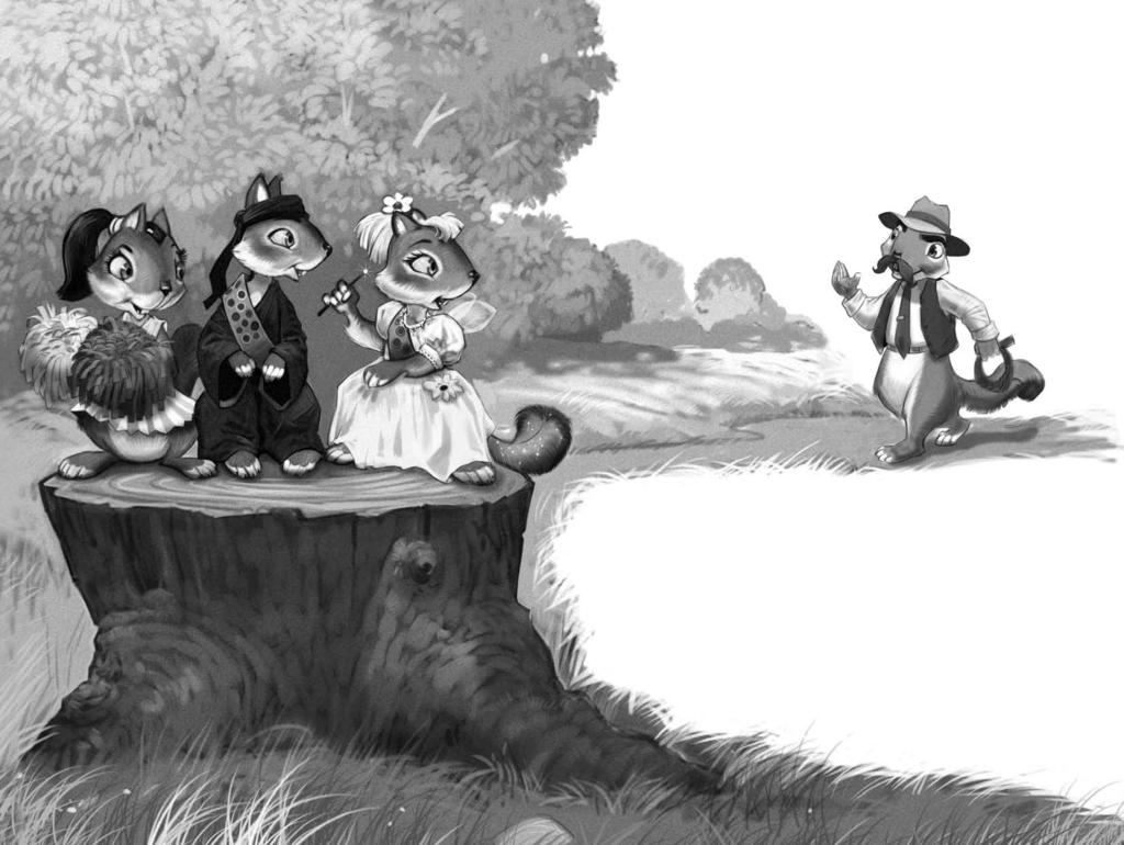 CHAPTER 1 The Rules! It was Halloween in Elliot s Park, and three small Squirrel Scouts were sitting on a tree stump.