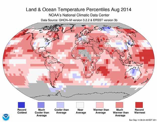 Figure 8: Comparison of ocean temperature from August, 2014