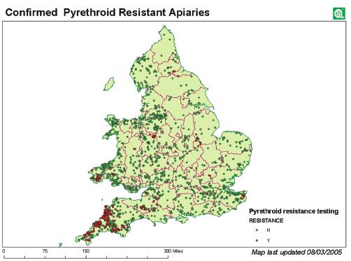 Resistance management Pyrethroid resistance in the UK It was always anticipated that varroa would develop resistance to pyrethroids, the active ingredients of Apistan and Bayvarol, both controls