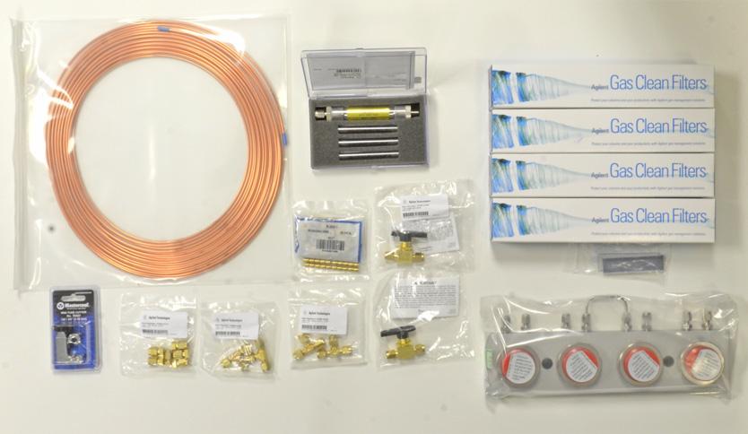 6850 Series GC Site Preparation Table 30 Installation kits Kit Part number Kit contents Recommended for FID, NPD, FPD: GC Supply Gas Installation Kit with Gas Purifiers 19199N Includes Gas Clean