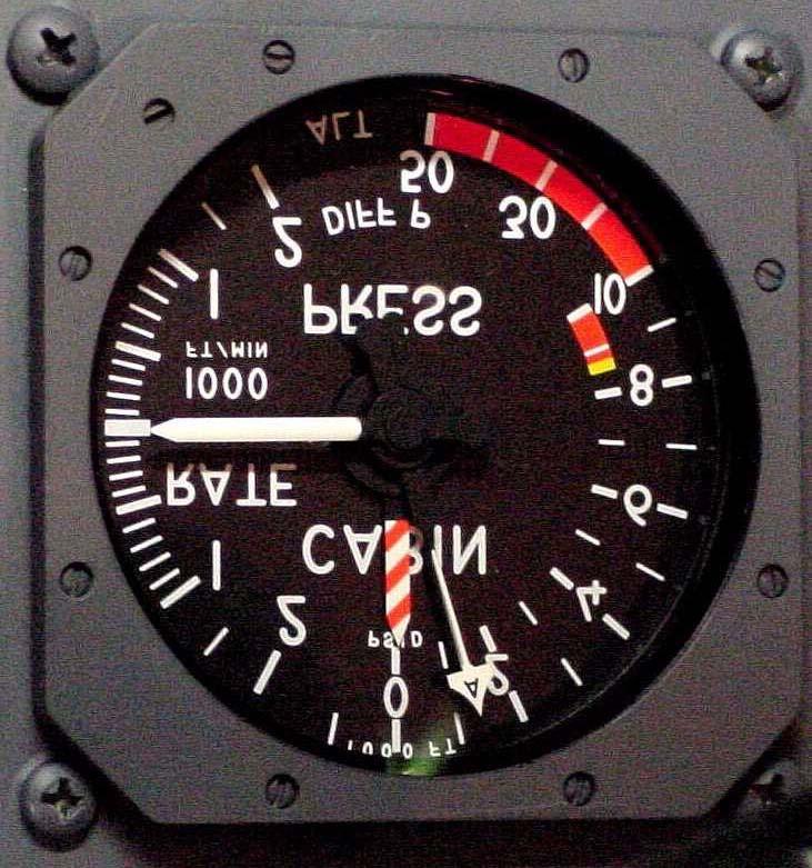 PRESSURIZATION CONTROL SYSTEM Hawker 800XP Pro Line 21 INDICATOR A triple pointer CABIN pressure indicator is located on the copilot s instrument panel at the lower right of the PFD.