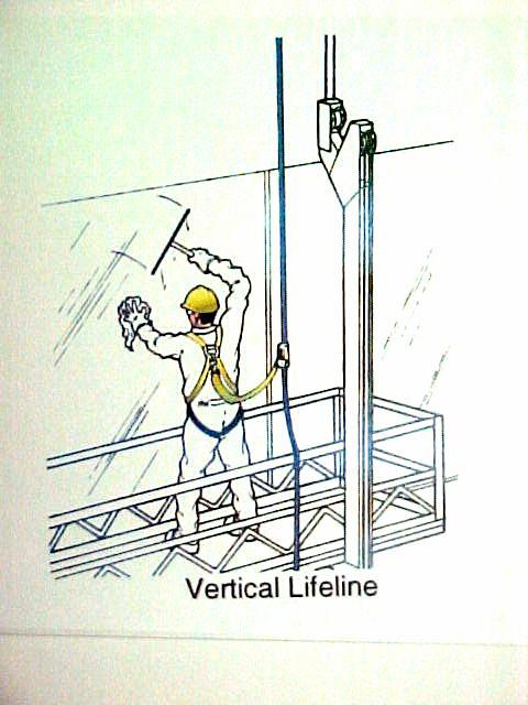 Vertical Lifeline A component, element, or constituent of a lifeline subsystem, which consists of, a vertically suspended flexible line