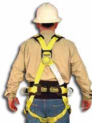 harness with grommet/tongue buckle leg straps, 6 back pad and removable leather lined tool belt 850A 850 with shoulder pads 850B 850 with hip positioning D-rings 850AB 850