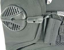 Insert T-shaped web lock at the top of the aircell through the plastic loop on the shoulder strap.