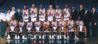 1997-98 IN REVIEW '04 1997-98 Toronto Raptors. Front Row (L-R): Reggie Slater, Alvin Williams, Chris Garner, Shawn Respert, Chauncey Billups, Dee Brown, Doug Christie, John Wallace, Oliver Miller.