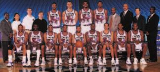 1996-97 IN REVIEW '04 1996-97 Toronto Raptors. Front Row (L-R): Earl Cureton, Walt Williams, John Long, Hubert Davis, Damon Stoudamire, Martin Lewis, Doug Christie, Popeye Jones, Sharone Wright.