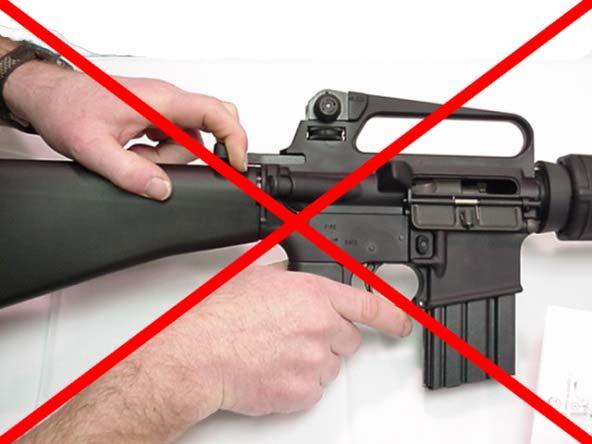WARNING: GRIPPING THE RIFLE LOOSELY WHEN FIRING CAN CAUSE THE SHOOTER TO FIRE TWO SHOTS (THE SECOND AS THE TRIGGER STRIKES THE SHOOTER S TRIGGER FINGER DURING COUNTER-RECOIL.