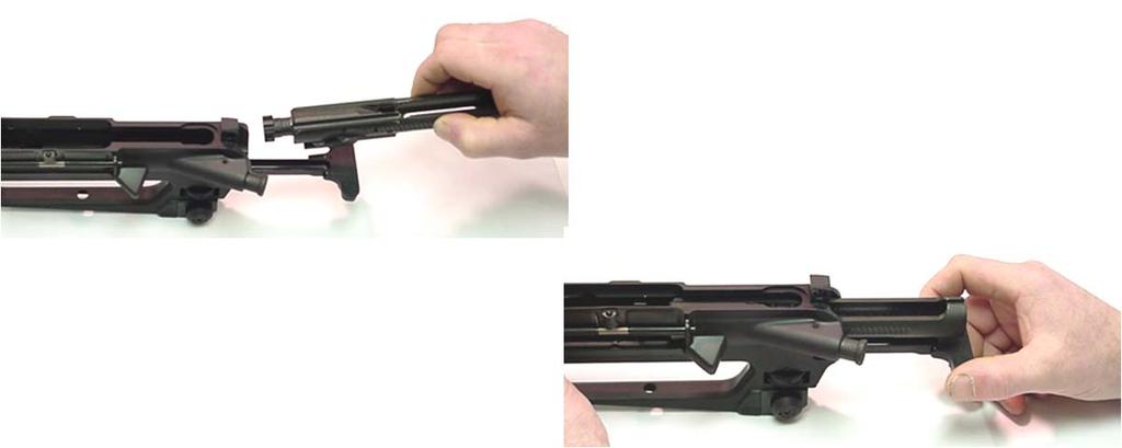 11. Slide the bolt carrier assembly, bolt extended, into the upper receiver. 12.