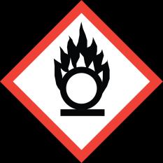 words Danger is used for the more severe hazards Danger May cause fire or explosion; strong oxidizer
