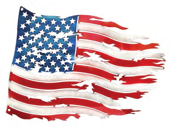USA METAL TORN FLAG WALL ART WITH POEM This
