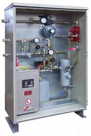 Using a thermostat, the heat transferring medium is heated and monitored within the limits specified by DIN standards.