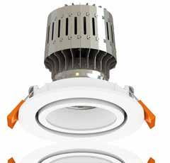 Nero Downlight - 50,000 hours of operation - 16W total power consumption (70% energy savings) - 30 adjustable trim - Beam angle 60 standard - Out performs 50W halogen - Patented heat sink design